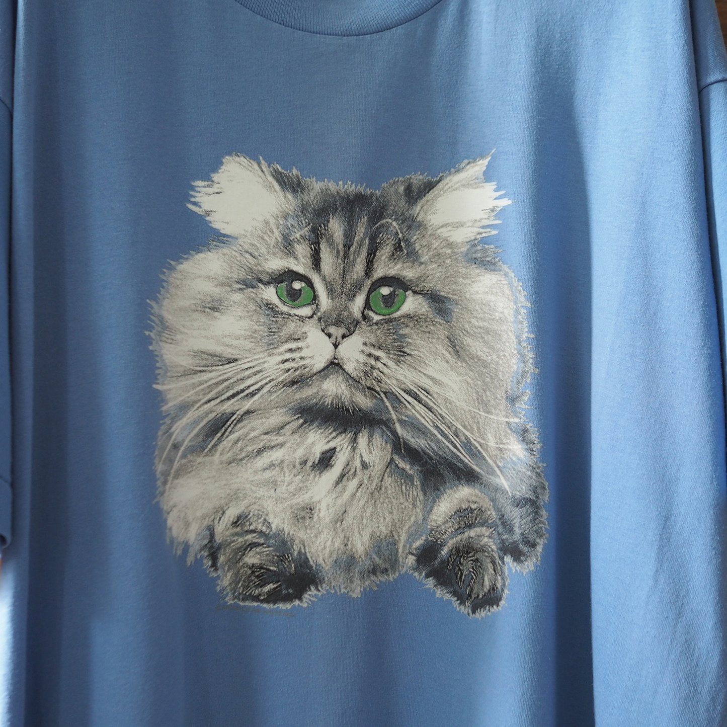 Baby Face Cat Portrait Tee / 90s / Made in USA