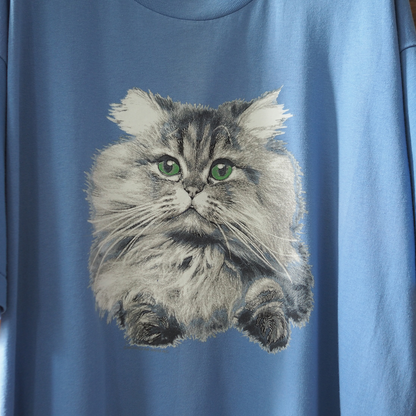 Baby Face Cat Portrait Tee / 90s / Made in USA