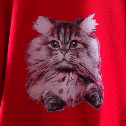 Baby Face Cat Portrait Sweat / 90s / Made in USA