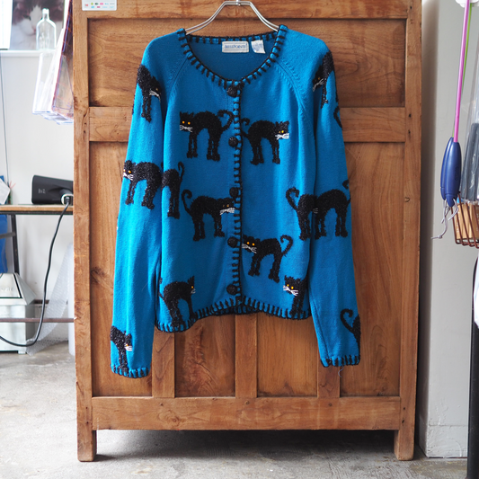 Black Cats Cardigan Sweater / Belle Pointe