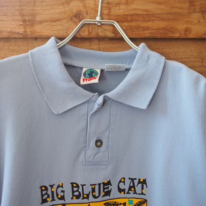 Big Blue Cat Long Sleeve Polo Shirt / 00s / Made in USA