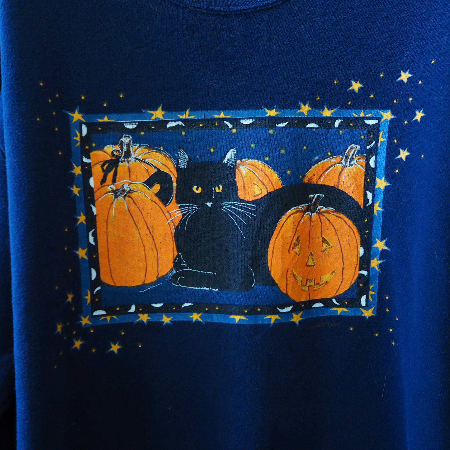Black Cat with Pumpkin Sweat / 90s / Made in USA