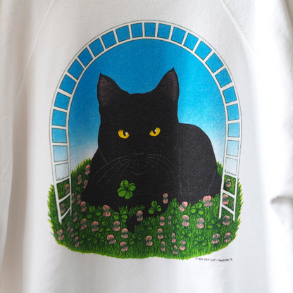 HEP CAT Black Cat in the Garden Sweat / 90s / Made in USA