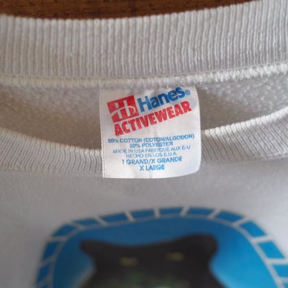 HEP CAT Black Cat in the Garden Sweat / 90s / Made in USA