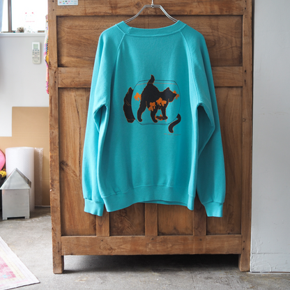 Black Cats & Gold Fish Sweatshirt / 80s / Made in USA