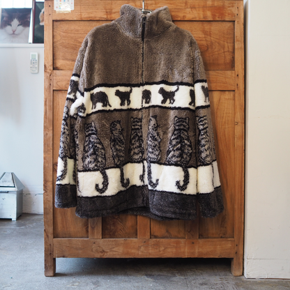 Black Mountain Lined Cats Fleece Jacket / Made in USA