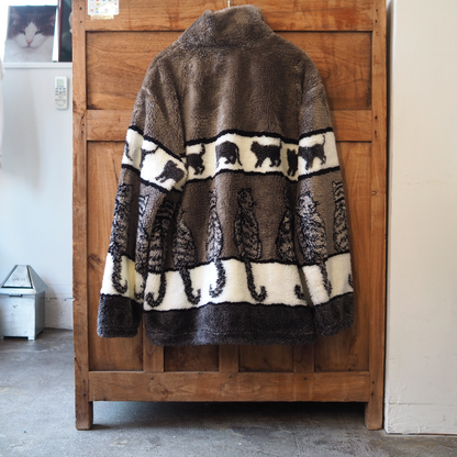 Black Mountain Lined Cats Fleece Jacket / Made in USA
