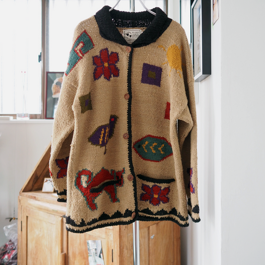 Folk Knit Cardigan / 80s- / Made in Bolivia