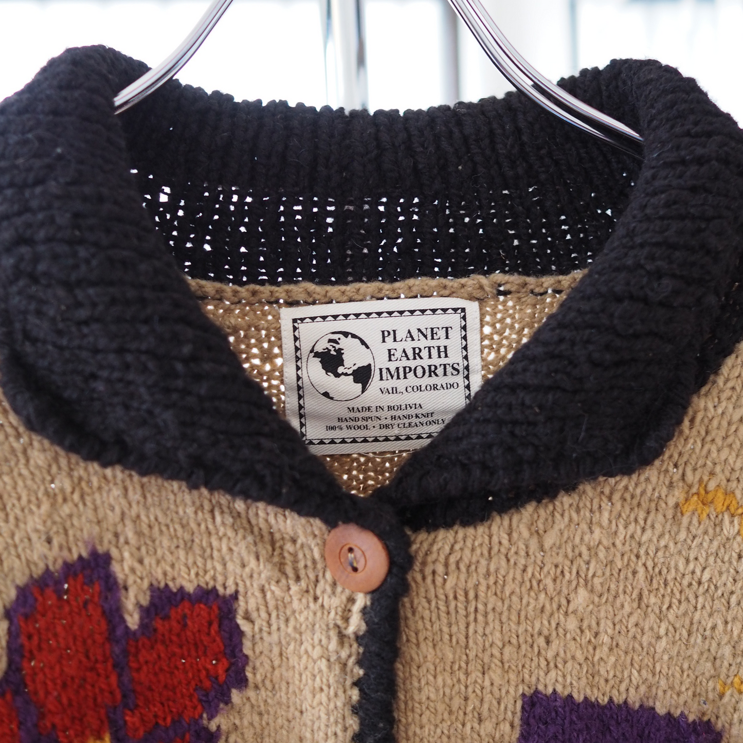 Folk Knit Cardigan / 80s- / Made in Bolivia