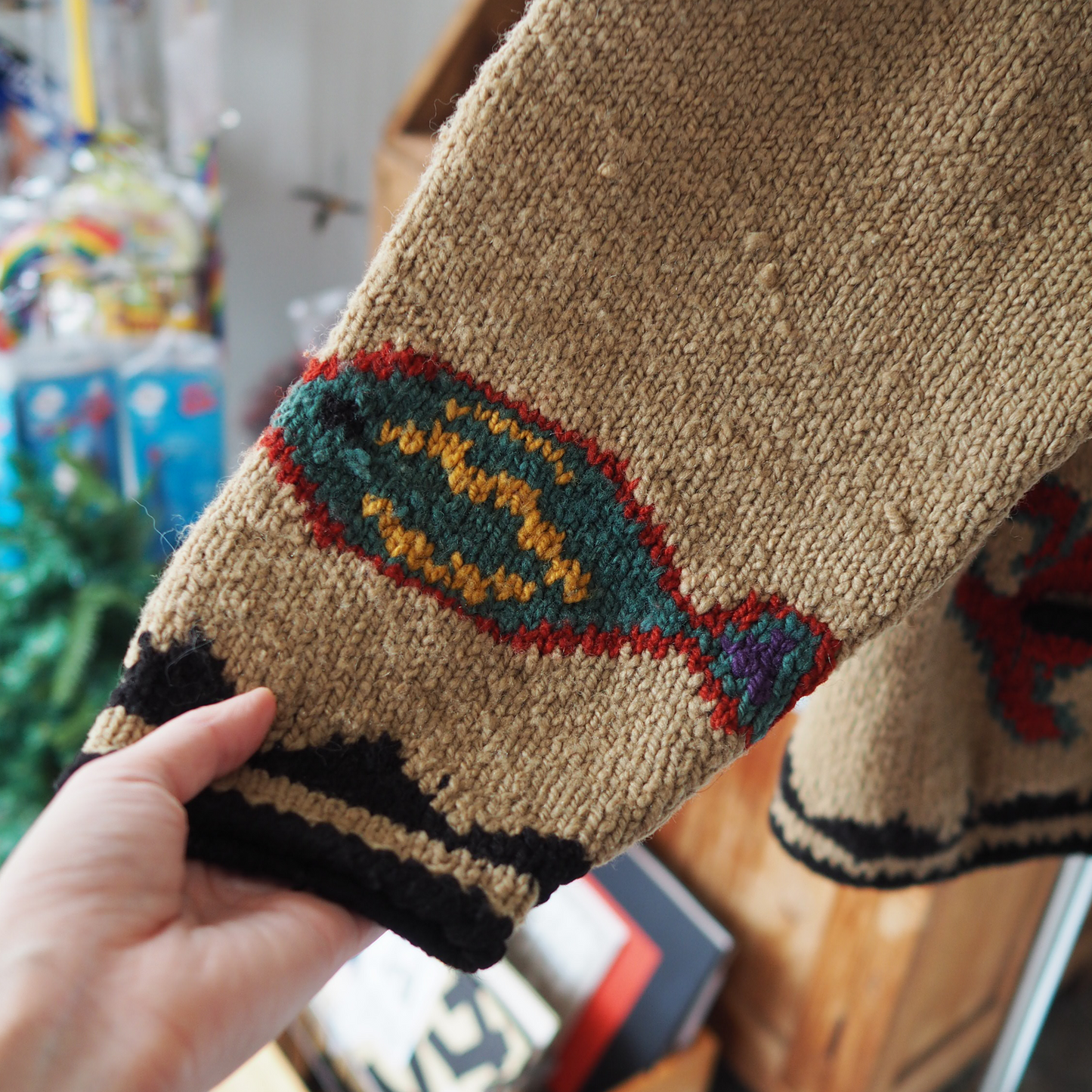 Folk Knit Cardigan / 80s- / Made in Bolivia