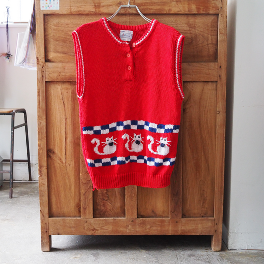 Tricolor Knit Vest / 90s