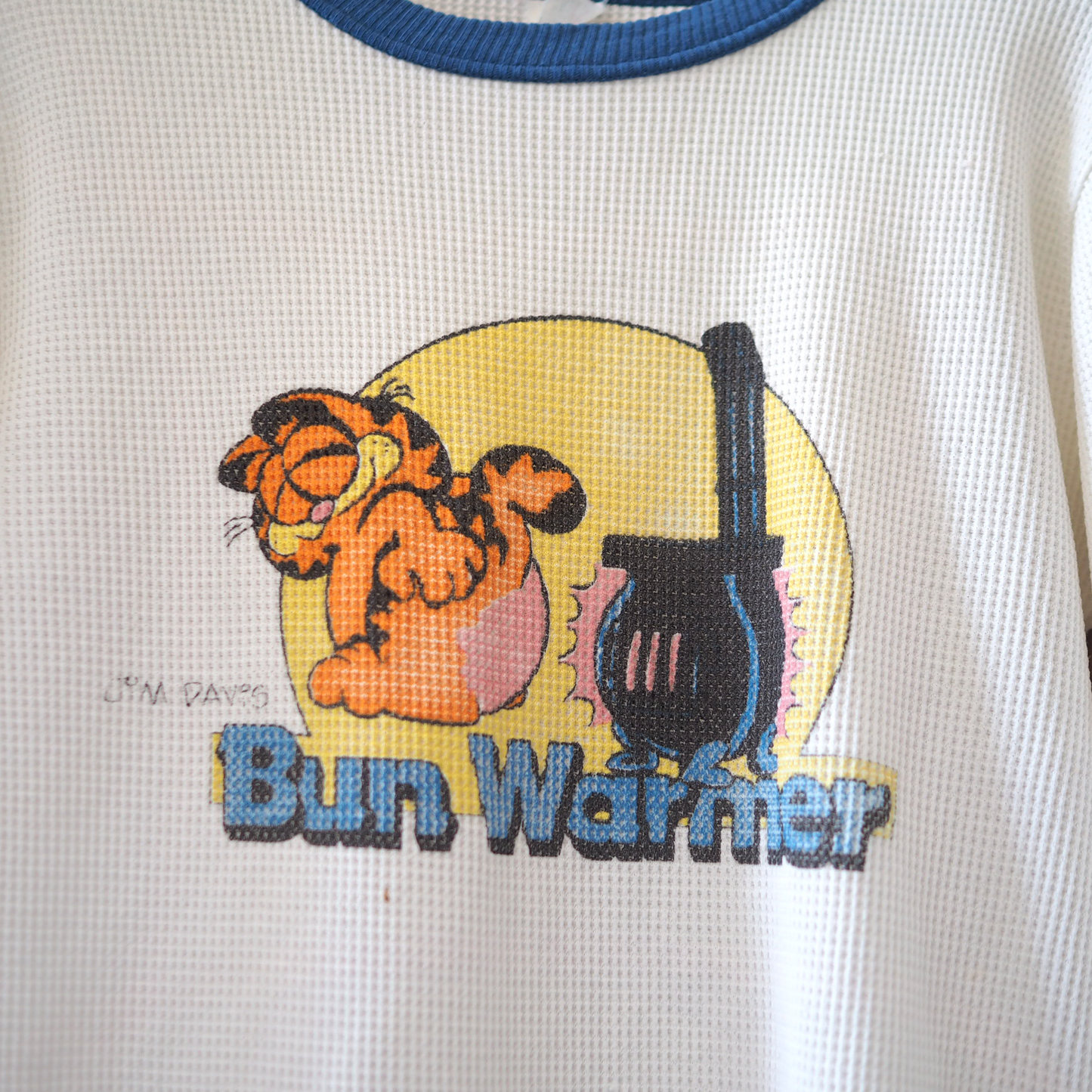Garfield Bun Warmer Waffle Shirt / 80s / Made in USA