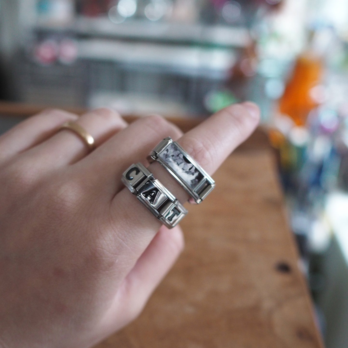 "CAT" Italian Charm Ring