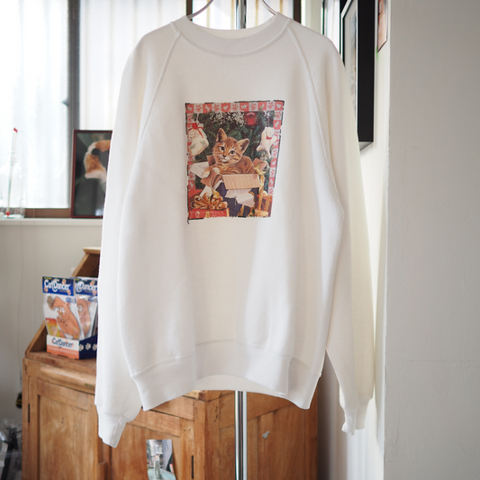 Cat in Present Box Sweat / 90s / Made in USA