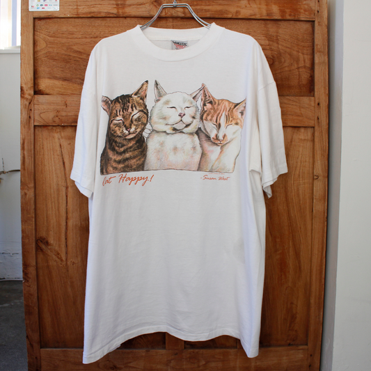 Cat Happy Tee / 90s / Made in USA