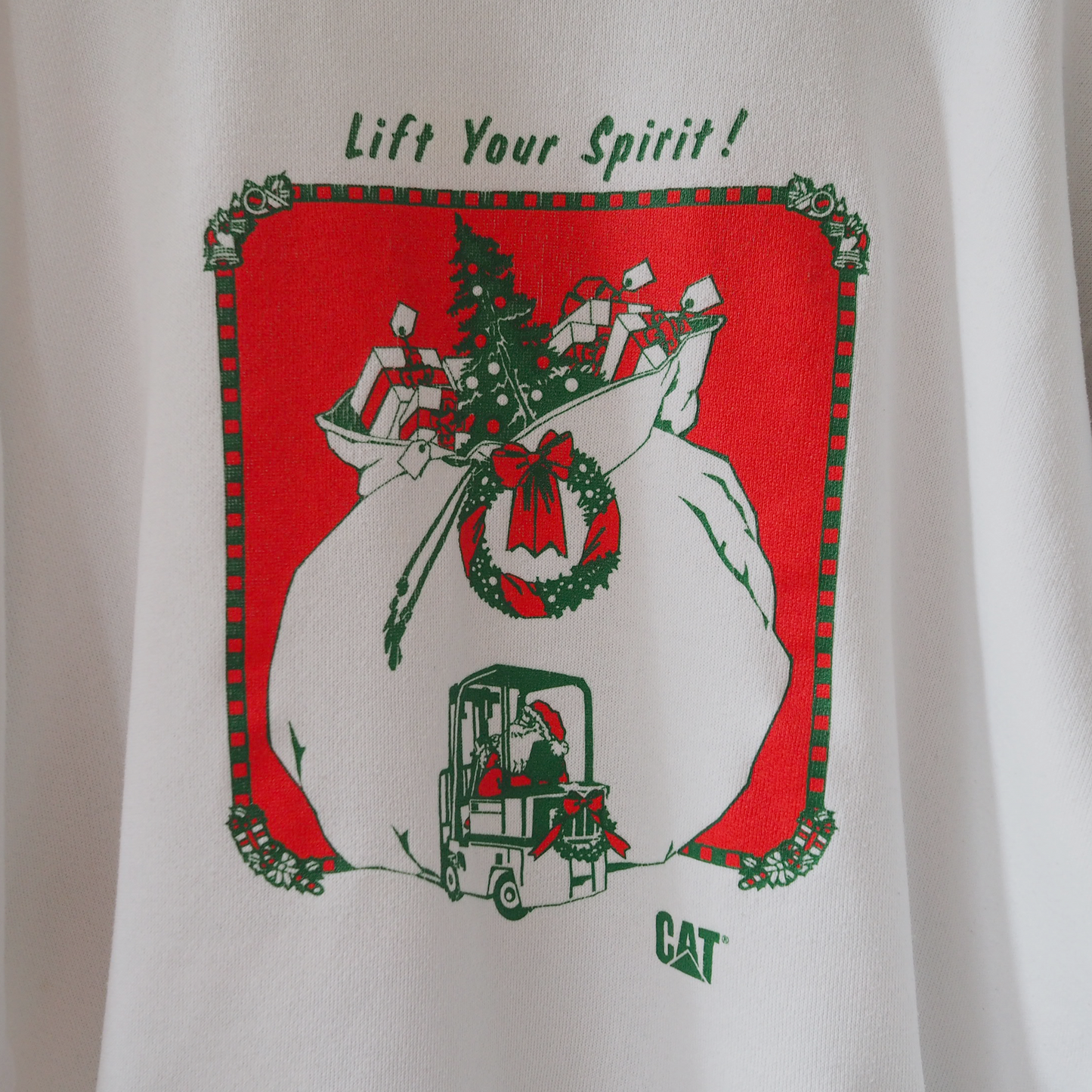 CAT "Lift Your Sprit" Christmas Sweat / 90s / Made in USA