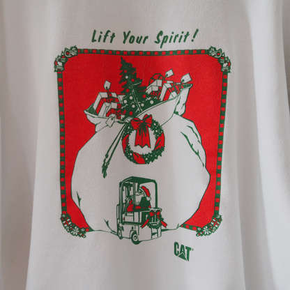 CAT "Lift Your Sprit" Christmas Sweat / 90s / Made in USA