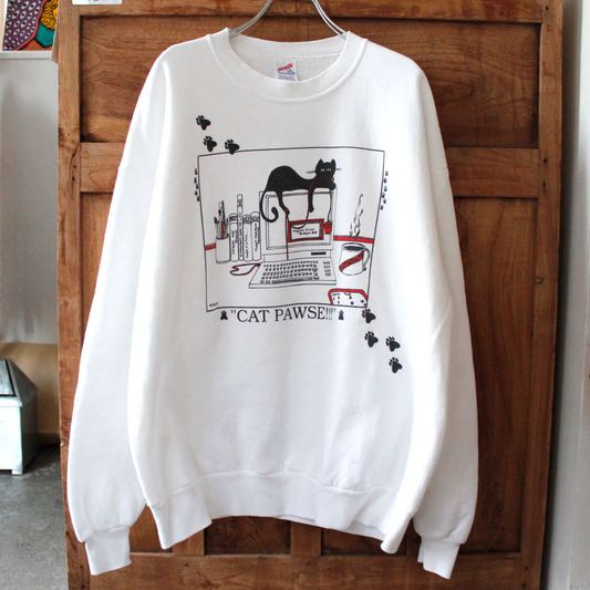 Cat Pawse Sweat / 90s / Made in USA