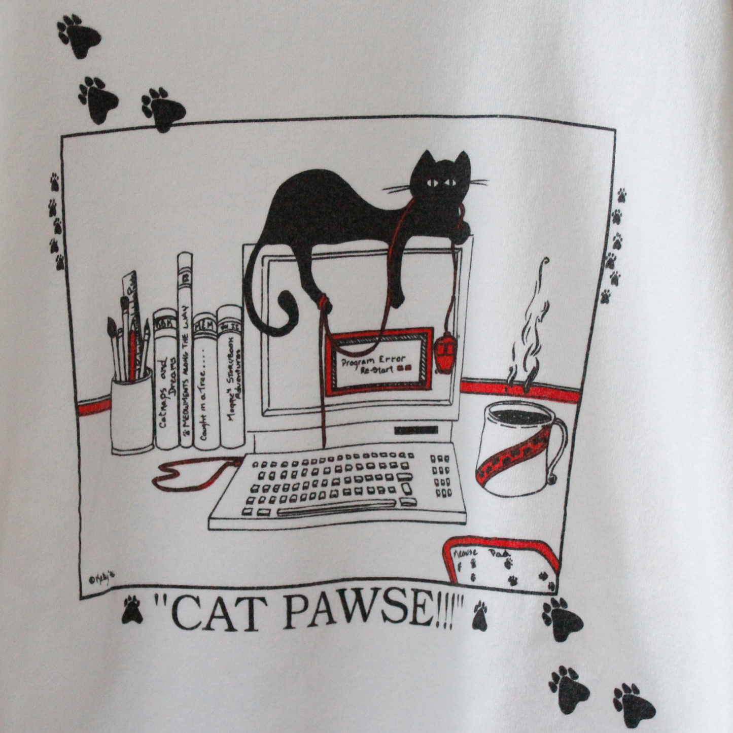 Cat Pawse Sweat / 90s / Made in USA