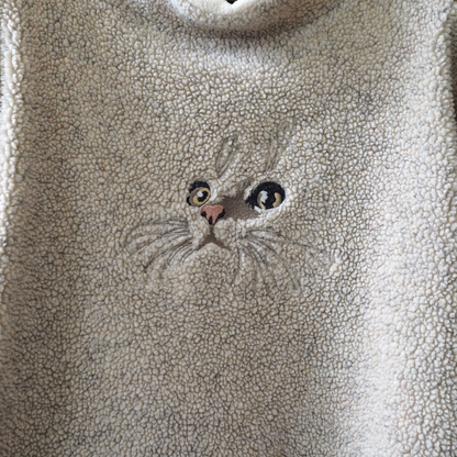 Cat Face Fleece Pullover / 90s / Made in USA