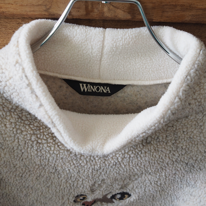 Cat Face Fleece Pullover / 90s / Made in USA