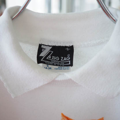 Cat Fish Collared Sweat / 90s / Made in USA