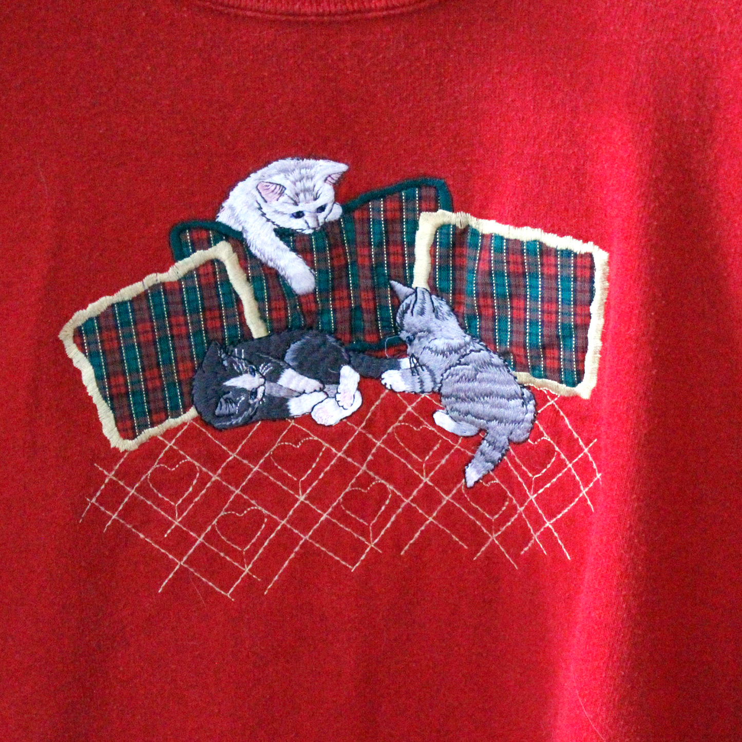 Kitties and Cushions Xmas Sweat / 90s / Made in USA