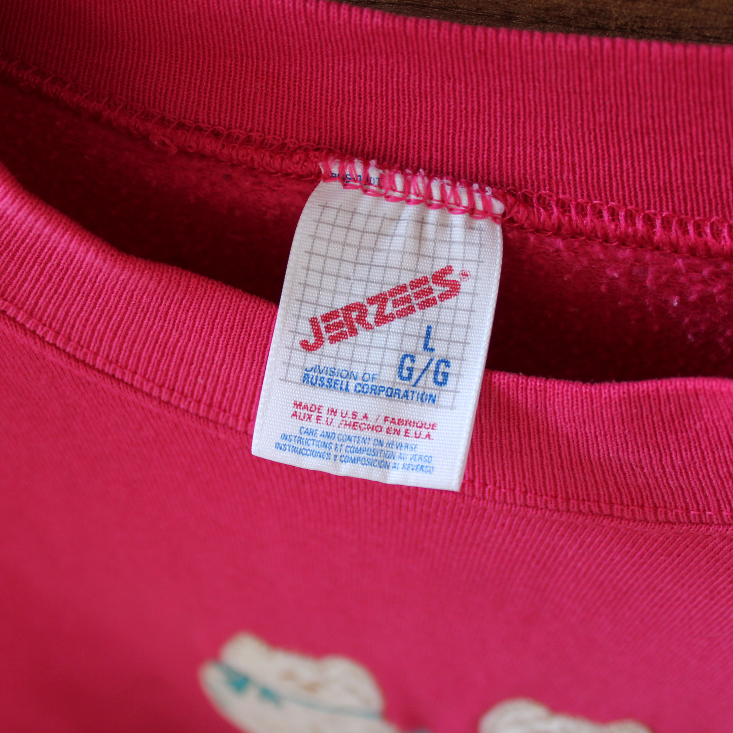 Cats and Flower Pot Patchwork Sweat / Pink / 90s / Made in USA