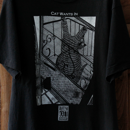 Cat Wants In, Cat Wants Out Tee / 80s- / STUART KATT / Made in Canada
