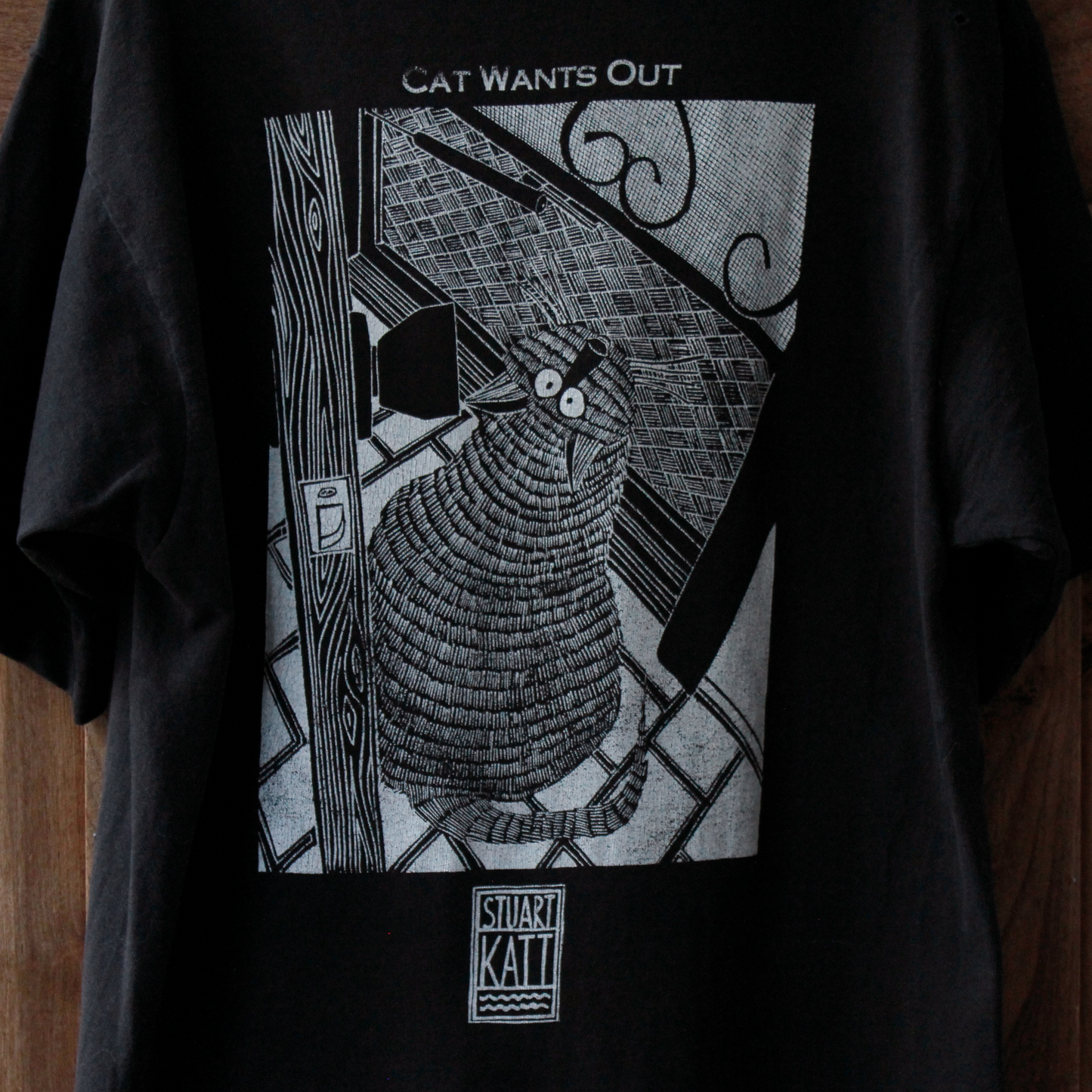 Cat Wants In, Cat Wants Out Tee / 80s- / STUART KATT / Made in Canada
