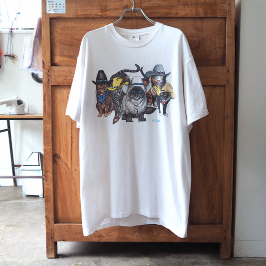 Cow Boy Cats3 Tee / 90s / Made in USA