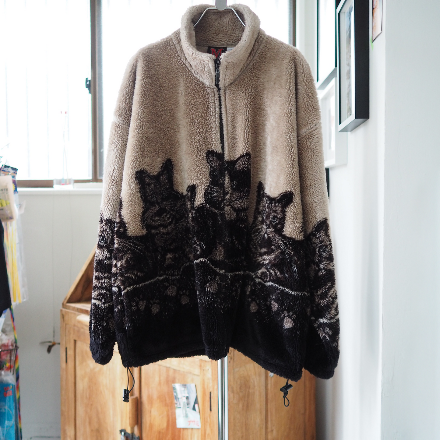 Mazmania Cats and Paws Fleece Jacket / 90s / Made in USA