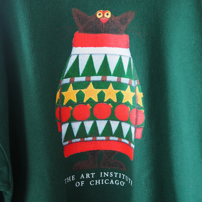 The Art Institute of Chicago "Cat in Christmas Sweater" Sweat / 90s