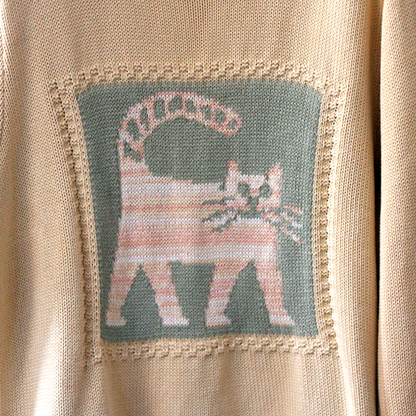 Knitted Cat Cotton Sweater / Made in Canada