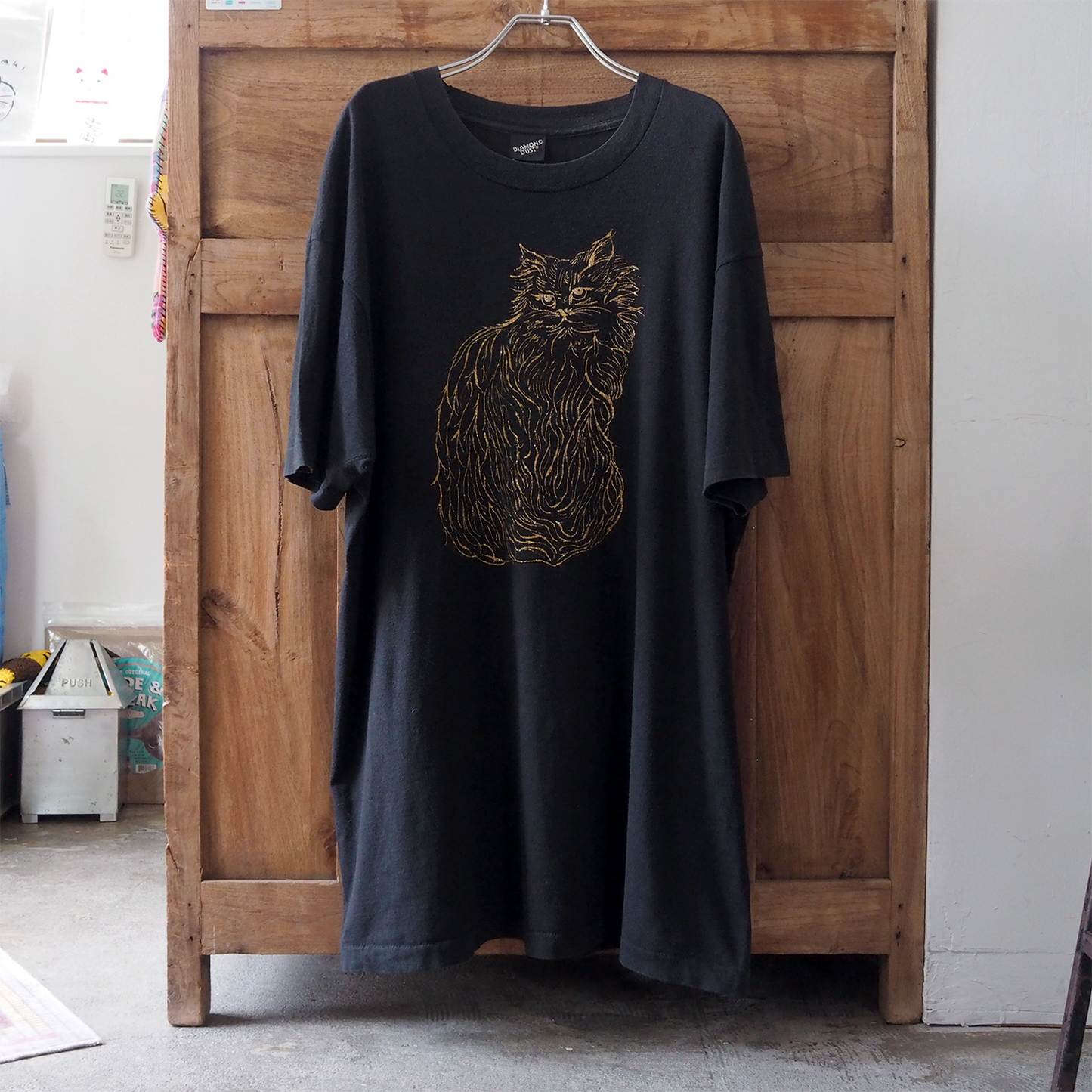Gold Glitter Persian Cat Tee / 90s / Made in USA