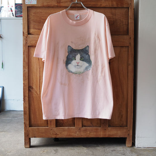 Decorated Hachi-ware Pink Tee / 90s / Made in USA