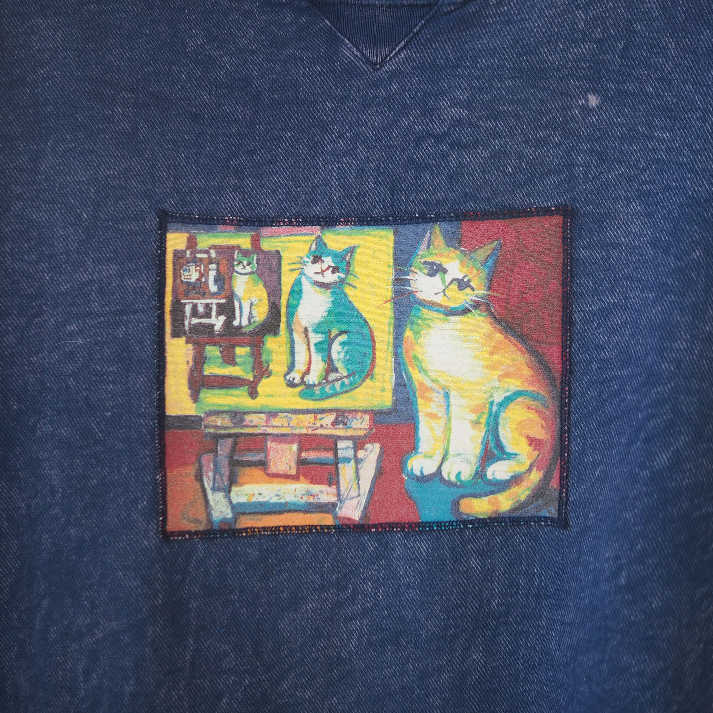 Painting Cat Sweatshirt / 90s / Made in USA