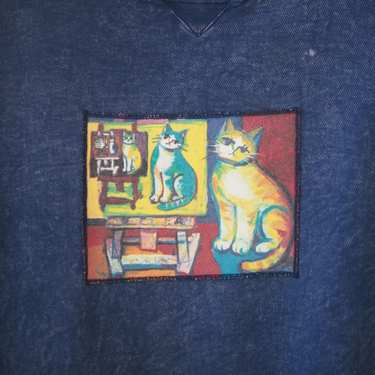 Painting Cat Sweatshirt / 90s / Made in USA