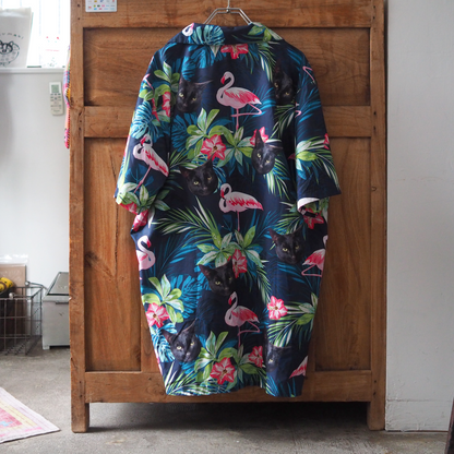 Black Cat, Flamingo & Hibiscus Shirt