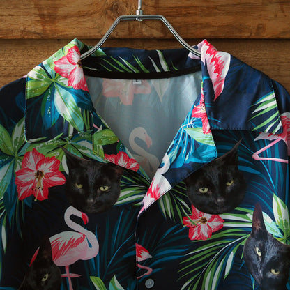 Black Cat, Flamingo & Hibiscus Shirt