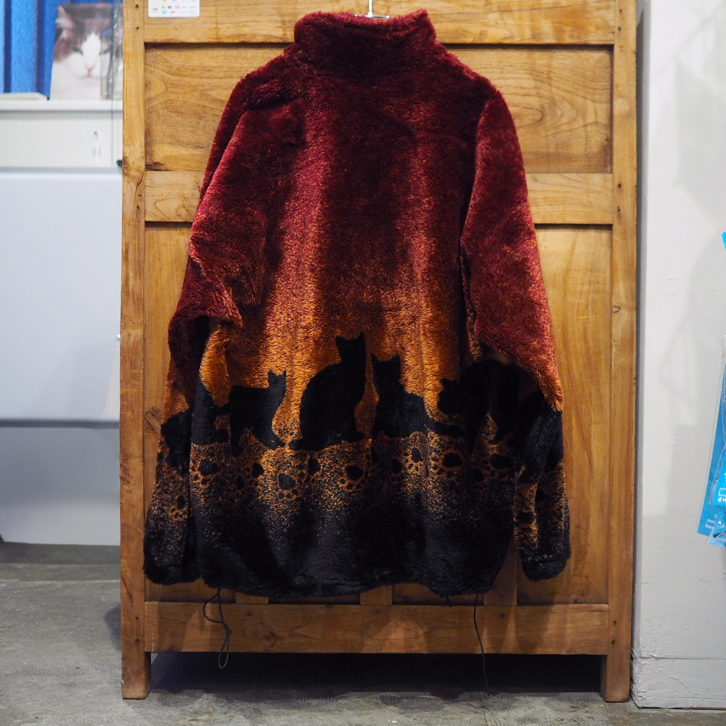 Black Cats and Paws Fleece Jacket / 90s / Made in USA