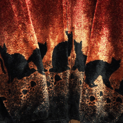 Black Cats and Paws Fleece Jacket / 90s / Made in USA