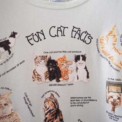 STUDIO Q "FUN CAT FACTS" Tee / 90s / Made in USA