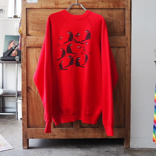 Funny Eyes Cats Sweatshirt / 90s / Made in USA