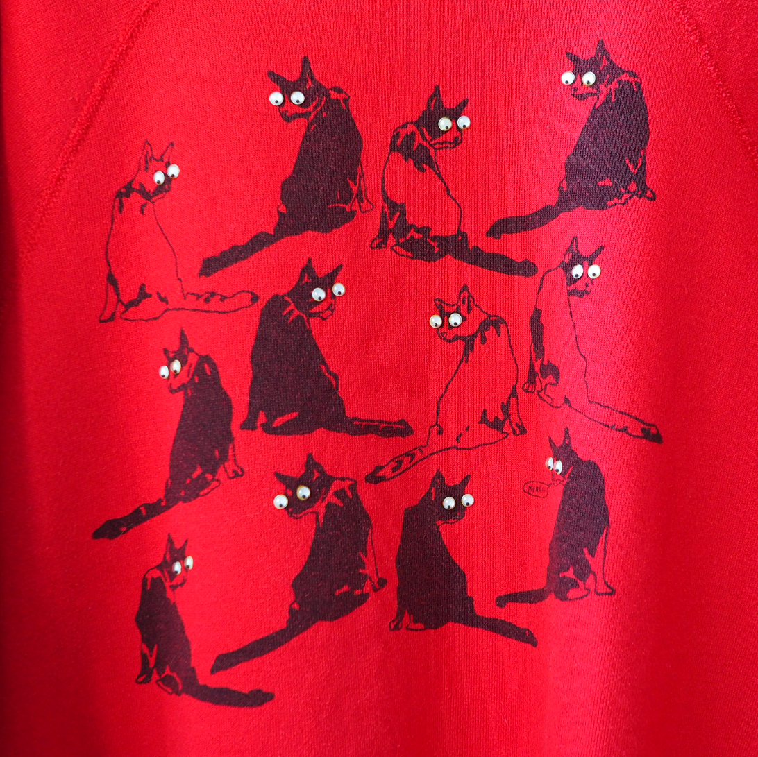 Funny Eyes Cats Sweatshirt / 90s / Made in USA