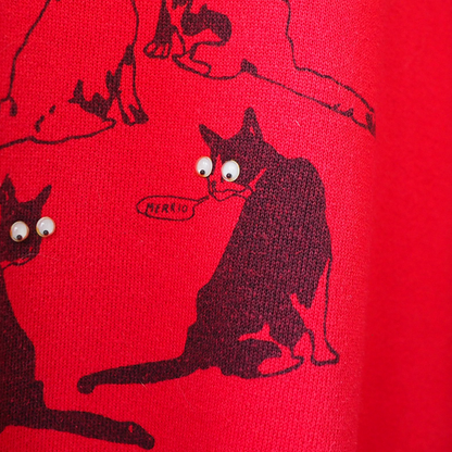 Funny Eyes Cats Sweatshirt / 90s / Made in USA