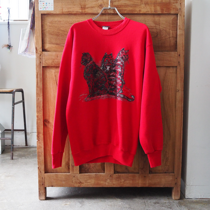 Glitter Cat Trio Sweat / 90s / Made in USA
