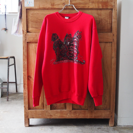 Glitter Cat Trio Sweat / 90s / Made in USA