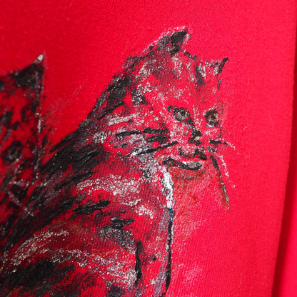 Glitter Cat Trio Sweat / 90s / Made in USA