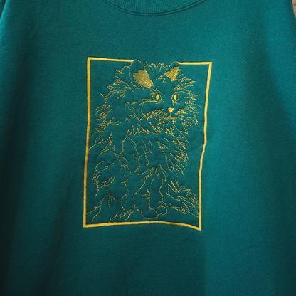 Embroidered Gold Cat Sweatshirt / 00s-
